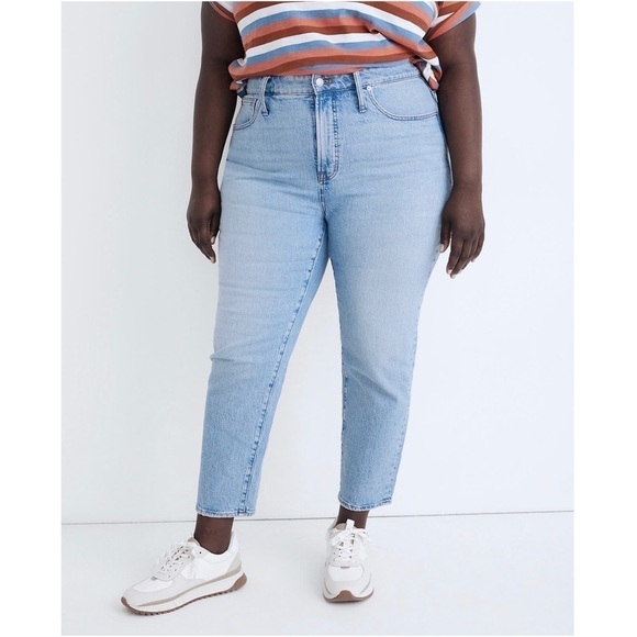 NWT MADEWELL 90s High Rise Ankle Crop Light Wash Denim Tapered Leg Mom Jeans 37 - Picture 4 of 10